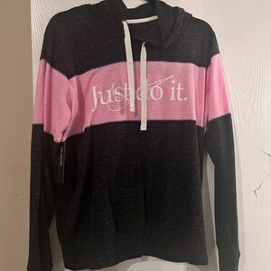 Nike Black and Pink Hoodie